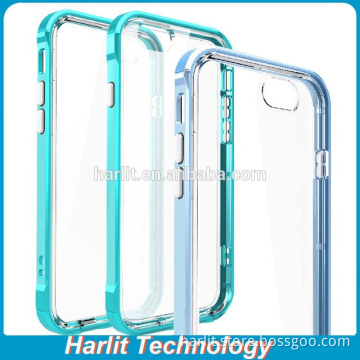 Dual Layer PC Bumper Frame With Clear TPU Back Case For iPhone 6 Hard Plastic Bumper With Detachable TPU Case